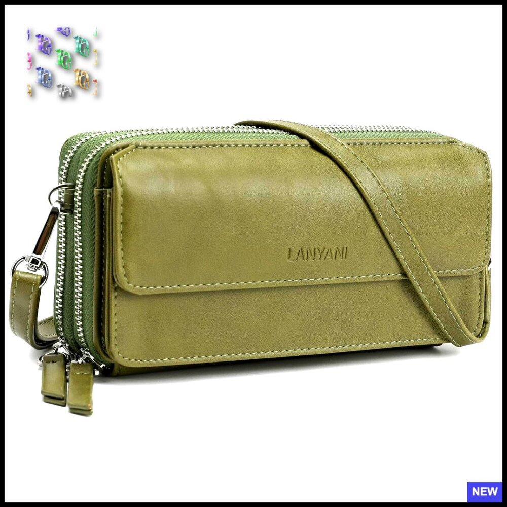 Vegan Leather Crossbody Wallet Wristlet Purse RFID Blocking Phone Pocket Travel